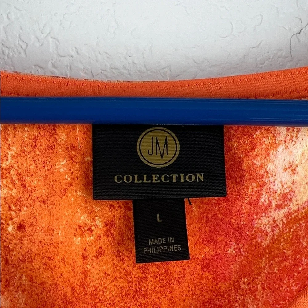 JM Collection Vibrant Orange V-Neck Tunic - Picture 2 of 8
